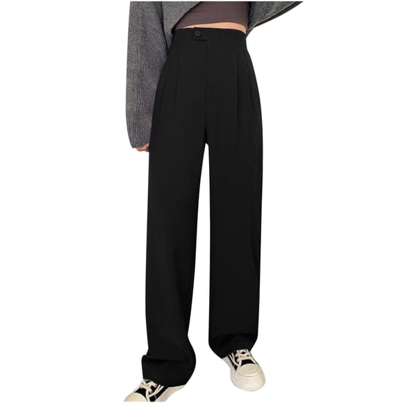 RKSTN Womens Pants Casual Slim High Waist Straight Senior Sense Wide Leg Trousers Soft Comfortable Straight Leg Pants