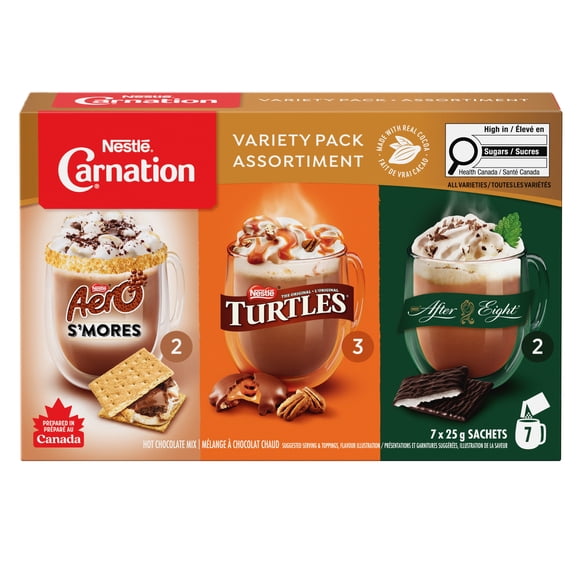 NESTLÉ CARNATION Assortiment de Chocolat Chaud Boîte de 7 Sachets