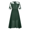 thumbnail image 4 of EGNMCR Robes d'Invitée de Mariage pour Femmes Unies à Manches Mi-Longues, Col Rond, Dentelle, Mousseline, Maille, Taille, Robe Midi de Fête, 4 of 5