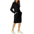thumbnail image 4 of INSPIRE CHIC Chandail Molletonné Décontracté pour Femme à Enfiler, Manches Longues, Robe Midi à Capuche avec Poches, G Noir, 4 of 7