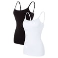 thumbnail image 1 of Charmo Women's Basic Cami Adjustable Spaghetti Strap Built in Bra Tank Top 2 Pack, 1 of 8