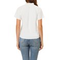 thumbnail image 3 of INSPIRE CHIC Blouse pour Femme à Encolure Froncée et Volantée, Dos Goutte d'Eau, Blanc P, 3 of 5