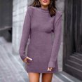 thumbnail image 2 of IROINID Chandail à Encolure Ronde pour Femme, Couleur Unie, Confortable, Mi-Long, Manches Longues, Automne et Hiver, Robe Chandail Chaude et Aguichant, 2 of 5