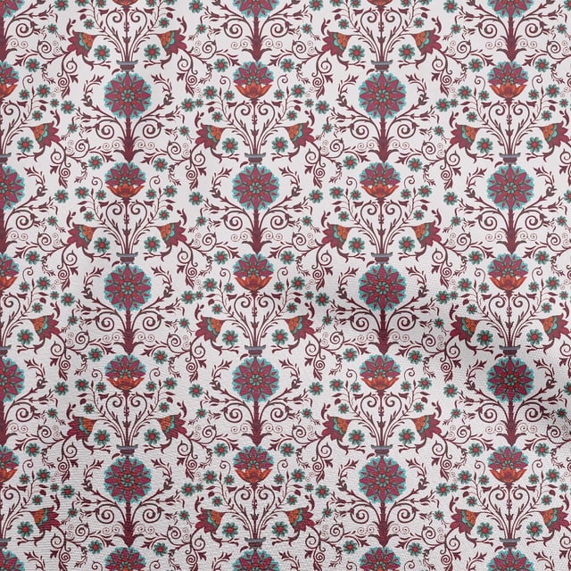 oneOone Rayon Maroon Fabric Florals Sewing Craft Projects Fabric Prints By Yard 56 Inch Wide
