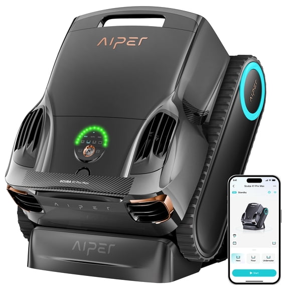 AIPER Scuba X1 Pro Max Cordless Robotic Pool Cleaner, All-in-One Robotic Pool Cleaner with FlexiPath™ 2.0, OmniSense+™ 2.0, TVC Engine, and App Control for Inground Pools