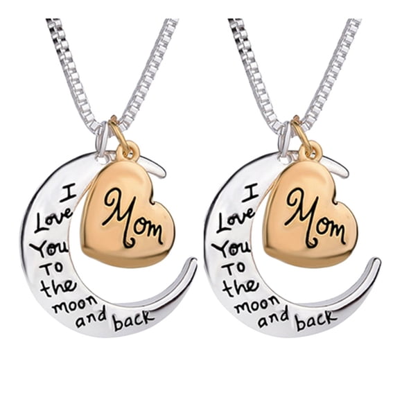 2PCS Mother's Day Necklace Beautiful Decor Alloy Hanging Pendant Jewelry Gift for Mother Woman Lady Female