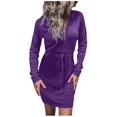 thumbnail image 1 of FcBaudy Robe à Manches Longues à Col en V, Robes d'Été pour Femmes, Robes pour Femmes Robe de Garde à Capuche Colorée pour Femmes Robe Portefeuille Noire Robe Moulante Robe à Manches Longues Robe pour Femmes, 1 of 6