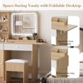 thumbnail image 2 of BeesClover Vanity Desk with Mirror and Lights, Makeup Desk with 3 Lighting Modes, Power Outlet, Drawers & Storage Shelves, Storage Stool, Vanity for Bedroom, 2 of 8