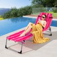 thumbnail image 2 of Gymax Chaise Longue Pliante d'Extérieur à 5 Positions avec Ouverture pour le Visage et Repose-Pieds Réglable, Rose à Rayures, 2 of 10