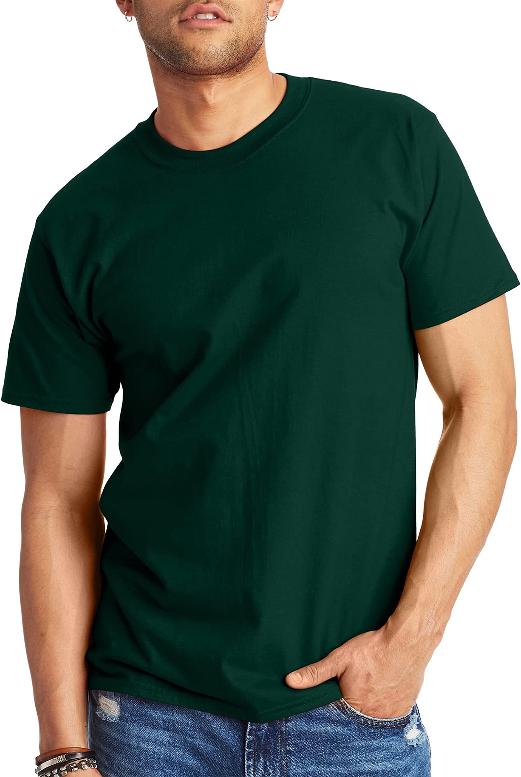 Hanes Mens Beefy-T Classic Crewneck Cotton Tee, M, Deep Forest