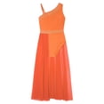 thumbnail image 4 of MSemis Robe de Danse Jazz Moderne Sans Manches pour Filles avec Strass Scintillants, Jupe de Ballet Orange 14, 4 of 6