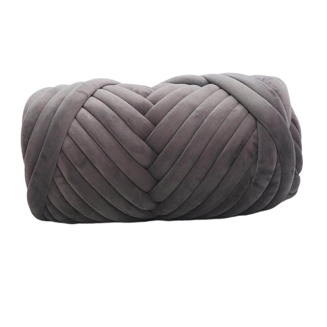Langgg 1kg Velvet Chunky Yarn Arm Knitting Tube Giant Yarn Rug Making Hand Knit Pet Bed Crocheting Deep Gray