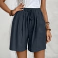 thumbnail image 2 of Women's Elastic Waist Knee Length Casual Cotton Shorts with Drawstring, 2 of 9