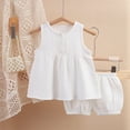 thumbnail image 2 of vdgthytj Vêtements d'Été pour Bébé Filles Mignon Col Rond Sans Manches Chemise et Shorts Ensemble 2 Pcs, 2 of 7