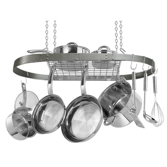 Range Kleen CW6016 Hammered Grey Enameled Oval Hanging Pot Rack