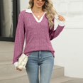 thumbnail image 4 of Yuyuzo Long Sleeve Tops for Women Ribbed Knit V Neck Collared Loose Fitted Casual Lightweight Fall Tees, 4 of 7