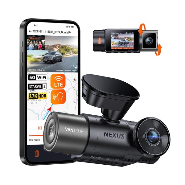 VANTRUE N2X 2.7K Uber Dash Cam Front & Inside 5G WiFi Dual Camera HDR IR Night Vision STARVIS 2 GPS 2.5K/60FPS LTE Support 24/7 Parking Mode Voice Control Supports 512GB