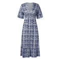 thumbnail image 4 of JIRNDf Robes Maxi d'Été pour Femmes Tendance à Imprimé Floral, par-Dessus, Col en V, Sans Manches, Robes d'Été pour Femmes, Robe Bohème, Bleu Marine, TTG, 4 of 9