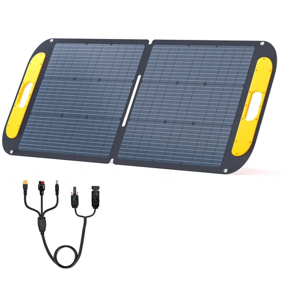 Vtoman VS110 Solar Panel 110W,19V Foldable Solar Panel with 23% High Efficiency,IP67 Waterproof & MC4 Anderson XT60 DC5521 Adapters & Adjustable Kickstands for Home & Camping