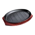 thumbnail image 3 of GROWTH TANK Griddle Steak Fry Plate Fajita Sizzling Pan Oval Shape with Bamboo Tray Nonstick Sizzling Steak Plate Set Hot Plate for Home 8inch, 3 of 9