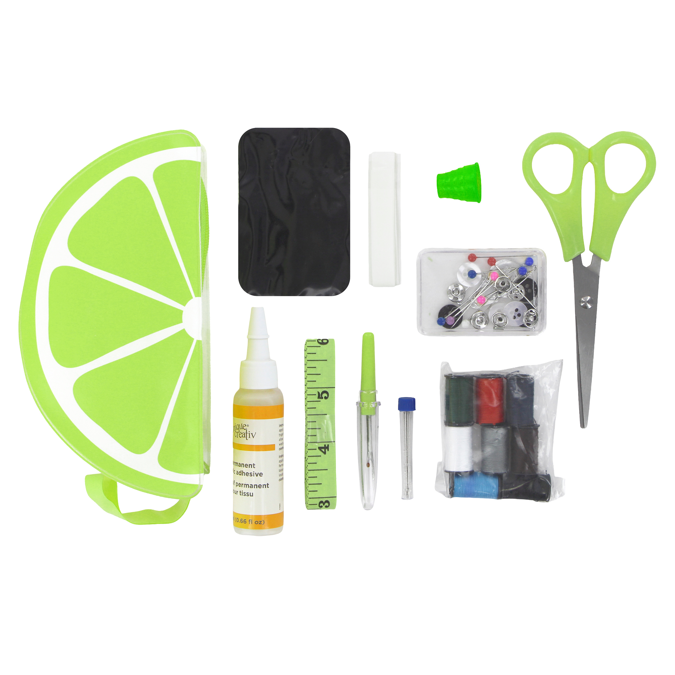 UNIQUE CREATIV Trousse de couture et de réparation de voyage, 50 pièces, Citron, Lime ou Pamplemousse