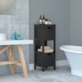 thumbnail image 2 of Costway Bathroom Wooden Floor Cabinet Multifunction Storage Rack Stand Organizer Black, 2 of 9