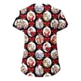 thumbnail image 3 of TIMIFIS Haut de Sarrau Rouge pour Femmes, Haut Cache-Cœur Imprimé de Noël pour les Fêtes, Chemise à Encolure, Bonhomme de Neige, Manches Courtes, Col en V, Tunique d'Infirmière pour le Travail, Blouse d'Uniforme de Travail avec Poches - Rouge Automne/hiver, 3 of 4