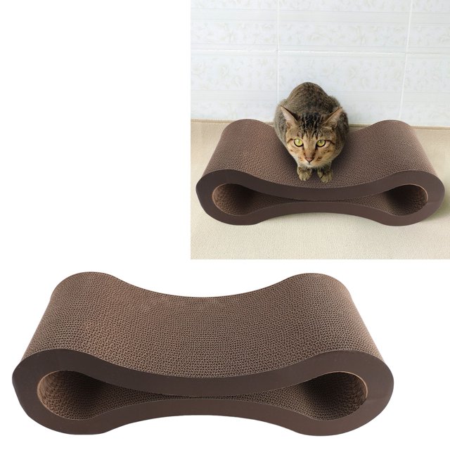 Corrugated Cat Scratching Bed, Lounge Shaped, Strong and Solid, Protects Home Furniture, Reversible Feature, Satisfies Instincts, for All Types of Cats, with Dual Purposes