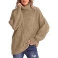 thumbnail image 1 of Qertyioot Chandails Surdimensionnés pour Femmes Col Roulé Mode Manches Longues Chandail Décontracté, 1 of 7