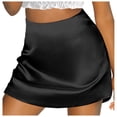 thumbnail image 1 of Women's High Waist A-Line Mini Skirt - Satin Ribbon, Zipper Closure, Lined, Versatile for Casual & Party, 1 of 8