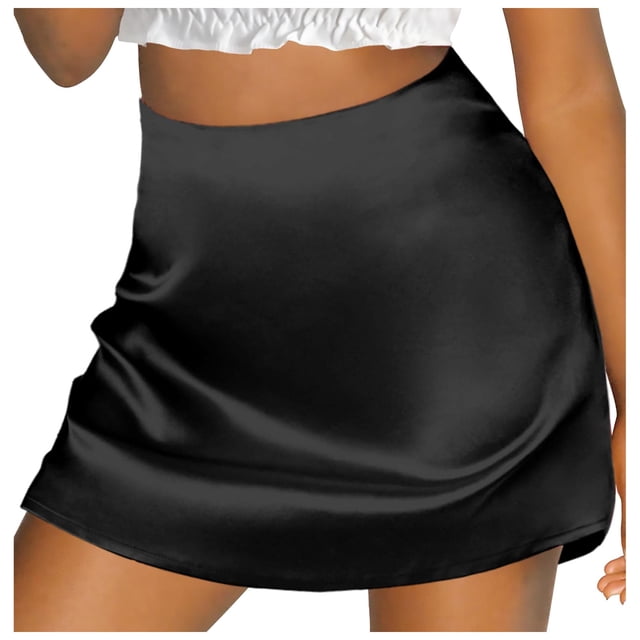 Women's High Waist A-Line Mini Skirt - Satin Ribbon, Zipper Closure, Lined, Versatile for Casual & Party