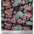 thumbnail image 2 of Soimoi Poly Georgette Fabric Floral & Flamingo Bird Printed Fabric 1 Yard 42 Inch Wide, 2 of 4