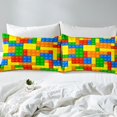 thumbnail image 4 of Erosebridal Building Blocks Bed Sheets Set King Size, Cartoon Brick Bed Sheets King, Square Geometry Decor 4pcs, 4 of 7