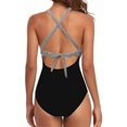 thumbnail image 3 of Innerwin Swimwear Gradient Women Bathing Suits Surfing Long Sleeve Backless One Piece Swimsuit Black + Diagonal Bar S, 3 of 4