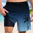 thumbnail image 3 of YUEVE Beach Shorts for Men 2 in 1 Compression Liner 7 Inch Inseam, Mens Swim Trunks Gradient Hawaiian Print Quick Dry Bathing Suit with Pockets Navy S, 3 of 4