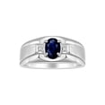 thumbnail image 1 of RYLOS Men's Rings Sterling Silver Classic 7X5MM Oval Gemstone & Diamond Ring Sapphire September Birthstone Rings For Men, Silver Rings, Size 8, 1 of 7