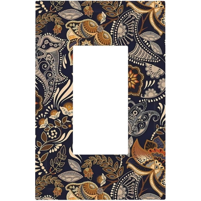 Nadoabtm Decorative Outlet Covers Paisley Pattern Flower Cashew Flower Plant 1 Gang Single Rocker Light Switch Cover Plate Wall Plates GFCI Faceplate for Bedroom Home Decor
