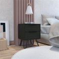 thumbnail image 2 of FM FURNITURE Nuvo Table de Chevet Moderne en Métal pour Chambre avec 2 Tiroirs, Noir, 2 of 7