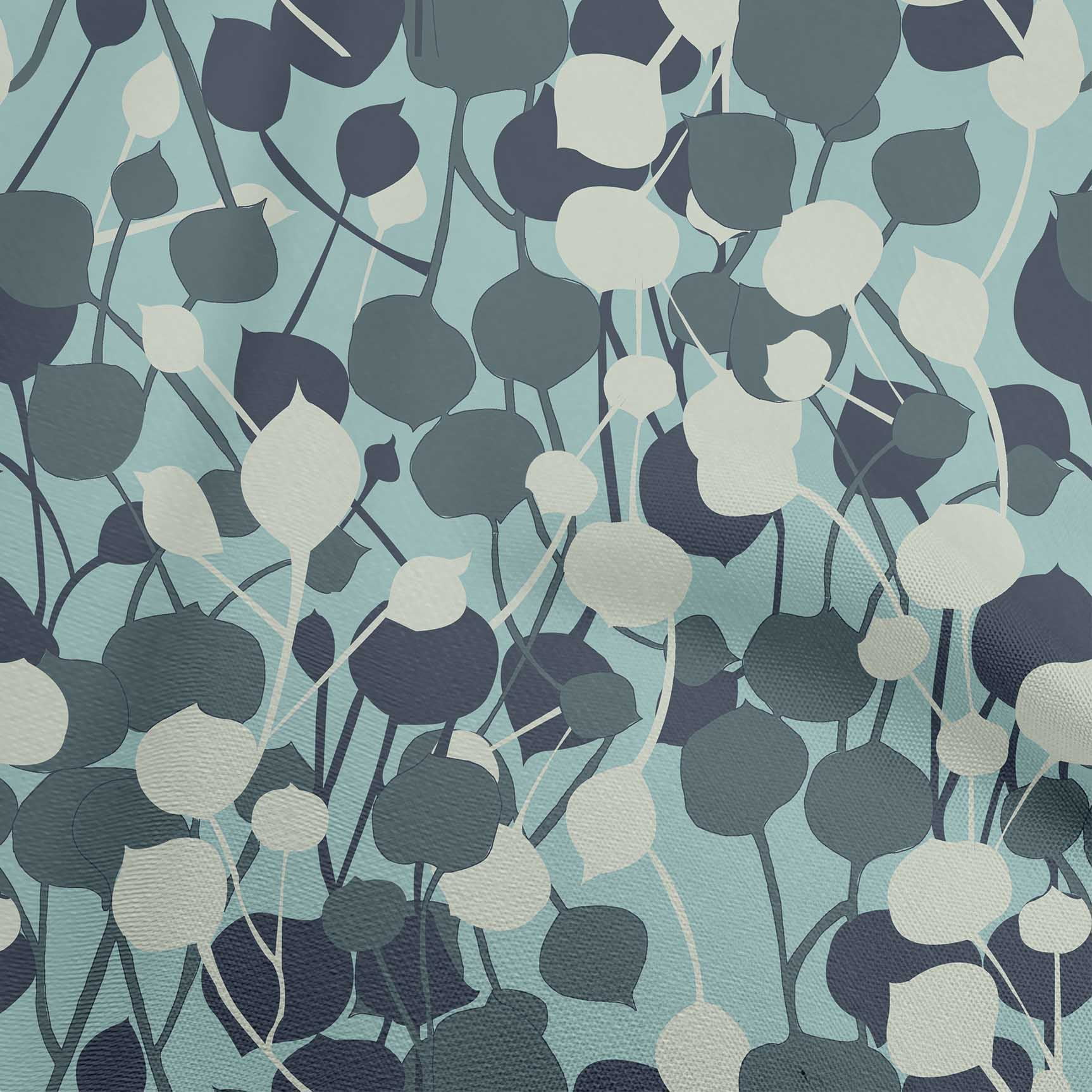 oneOone Rayon Teal Blue Fabric Abstract Leaf Sewing Material Print Fabric By The Yard 56 Inch Wide