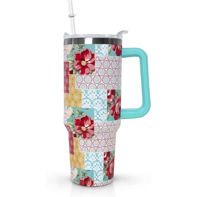 Gobelet 40 Oz avec Poignée et Paille Isolé Double Paroi en Acier Inoxydable Tasse de Voyage Boîte Cadeau Gobelet Réutilisable Tasse de Café de Voyage pour Bureau Tasse de Bière Isolée Portable pour Boissons Chaudes et Froides