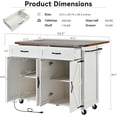 thumbnail image 3 of Farmhouse Kitchen Island,Large Rolling Kitchen Cart on Wheels,Solid Wood Storage Island with Drop Leaf, Spice Rack and Drawer,Power Outlet (White), 3 of 9