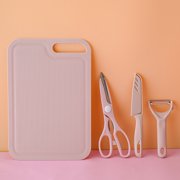 Kitchen Portable Knife Set with Chopping Board, Fruit Knife, Scissors, Vegetable Knife, Paring Knife, Case, Stainless Steel, Hanging Hook, Multifunctional, Easy to Clean, Wide Application