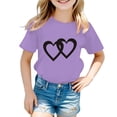 thumbnail image 1 of HNMKIU T-Shirt Graphique Tendance pour Filles Col Rond Manches Courtes Haut d'Été Décontracté pour Enfants, 1 of 5