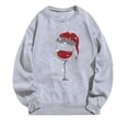 thumbnail image 4 of Amzcrzy Chandail de Noël pour Femmes Mode Manches Longues Col Rond T-Shirt Impression Verre de Vin Rouge Ample Grande Taille Chandail à Enfiler Hauts, 4 of 4