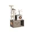 thumbnail image 2 of Ourlova Large Cat Tree With Litter Box Enclosure3 In 1 Cat Tower Hidden Pet Washroom Litter Box FurnitureWooden Multi Level Cat Condo Furniture With Sisal Scratching PostsSoft Plush Perch Hammock, 2 of 8