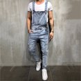 thumbnail image 1 of EGNMCR Men's Pants, Full Length Pants Overalls, Men's Denim Bib Overall, Men's Workout Athletic Pants Mens Washed Bib Overalls Casual Ripped Jumpsuits Rompers Men Pants, 1 of 7
