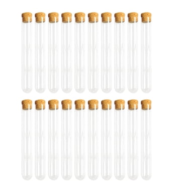 30PCS Clear Test Tubes with Cork Stoppers Plastic Test Bottle Storage Bottle for Scientific Experiments