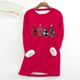 thumbnail image 1 of Haut de sous-Vêtement Chaud en Velours à Col Rond avec Imprimé de Noël pour Femmes en Molleton Épais, 1 of 3