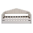 thumbnail image 3 of Noble House Twin Upholstered Daybed with Trundle,Velvet Sofabed with USB Ports,Beige, 3 of 9