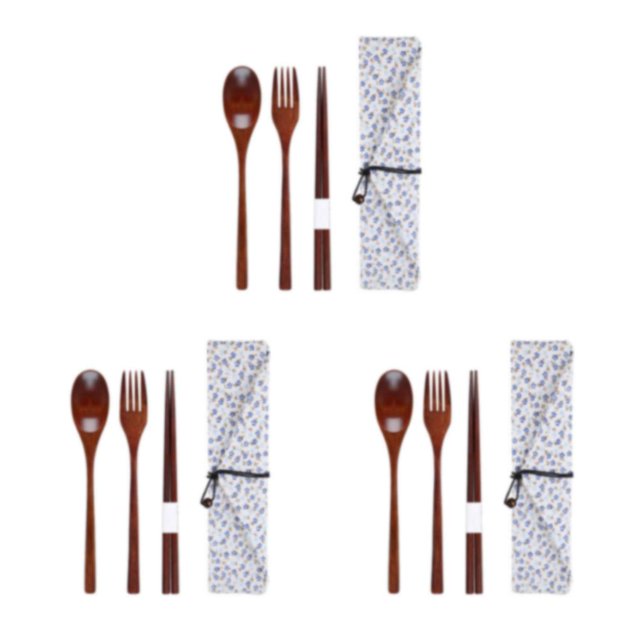 Maytalsory Set School Student Chopstick Fork Spoon Flatware with Storage Bag Type 9 3Set